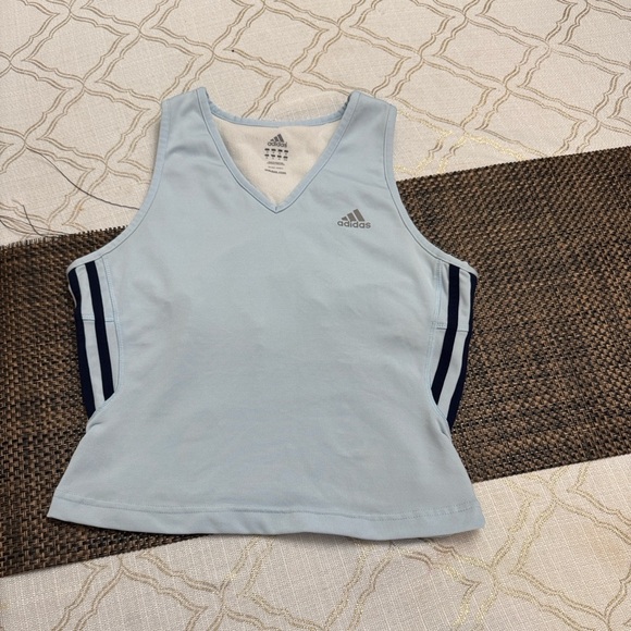 Adidas Women's Sky Blue Tank Top with Navy Accents - Picture 1 of 6